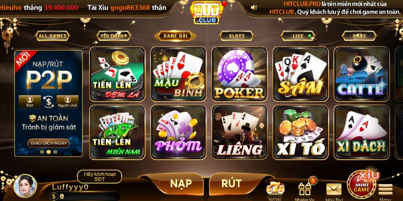 Game bài HitClub đa dạng, dễ chơi, dễ tham gia